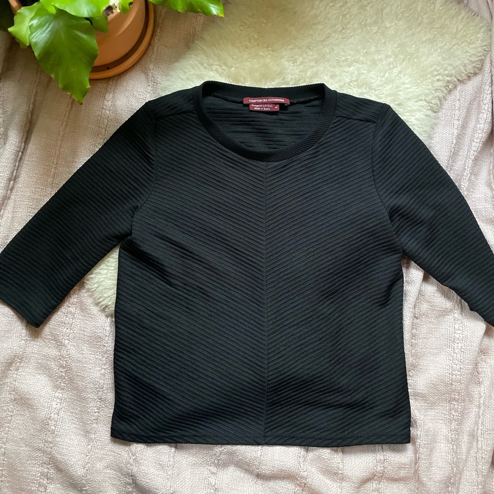 Comptoir des Cotonniers Black Blouse, 3/4 Sleeved, US Size: S